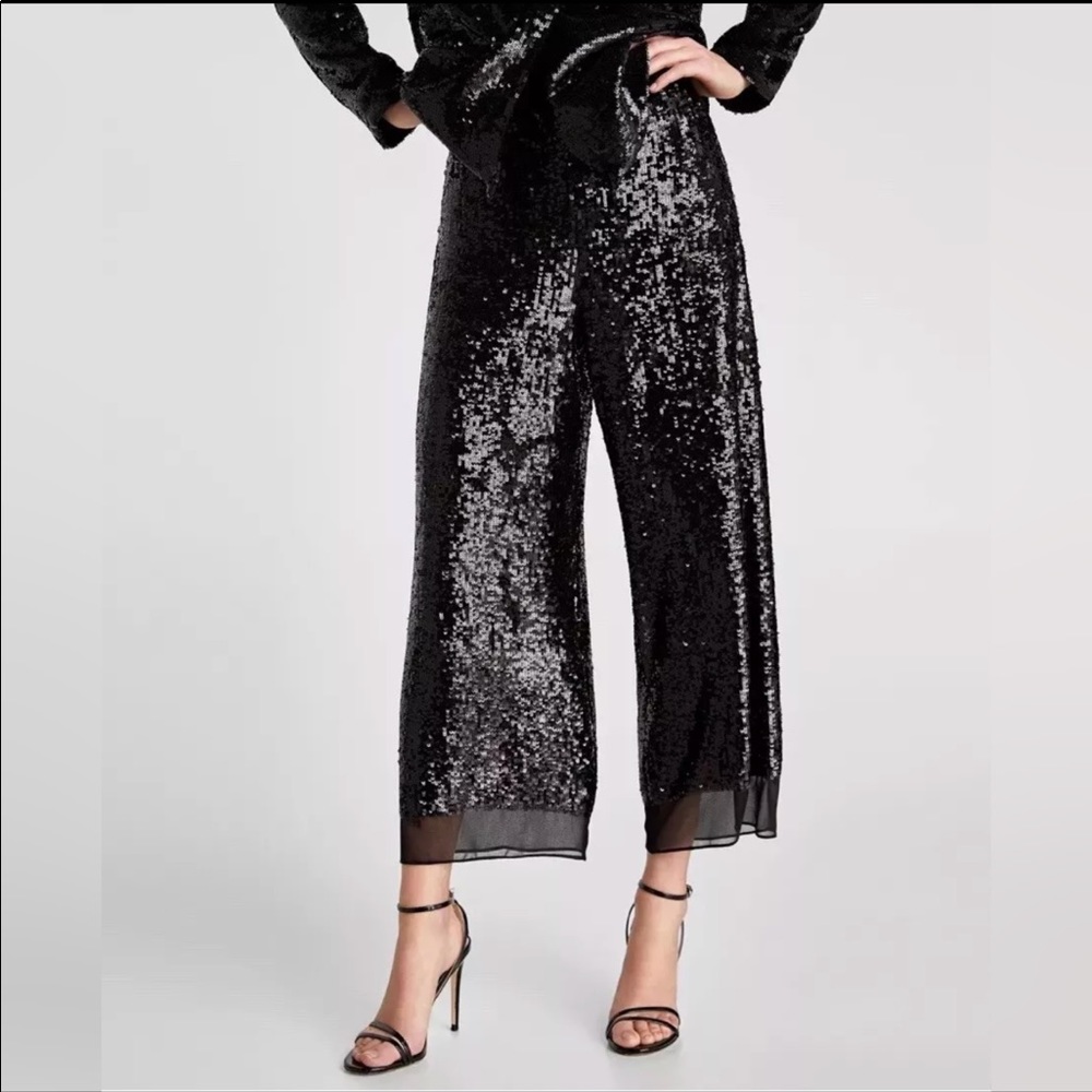 Zara Black Sequin Trousers